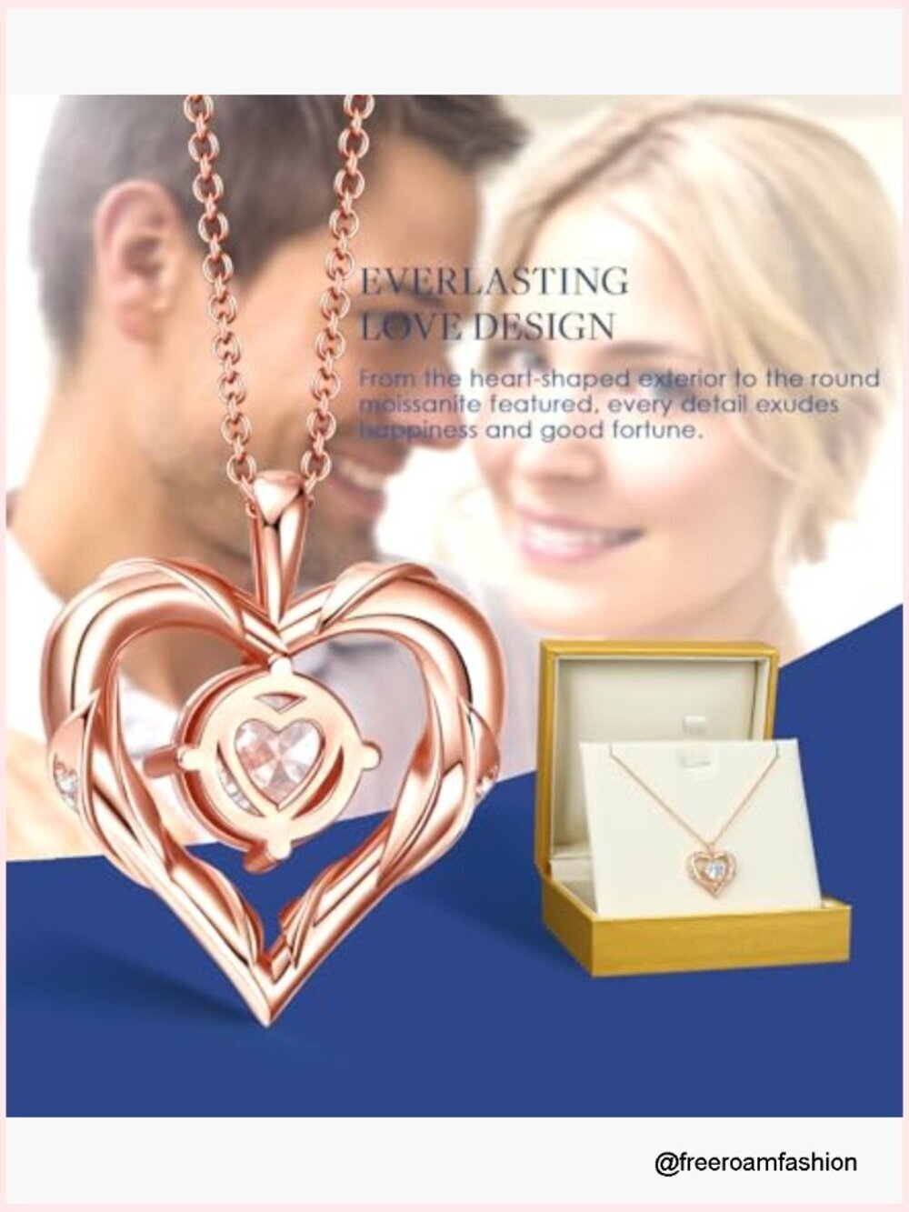 2-3 Ct Moissanite Heart Pendant Necklace 18K Gold Plated 925 Sterling Silver - Picture 4 of 7
